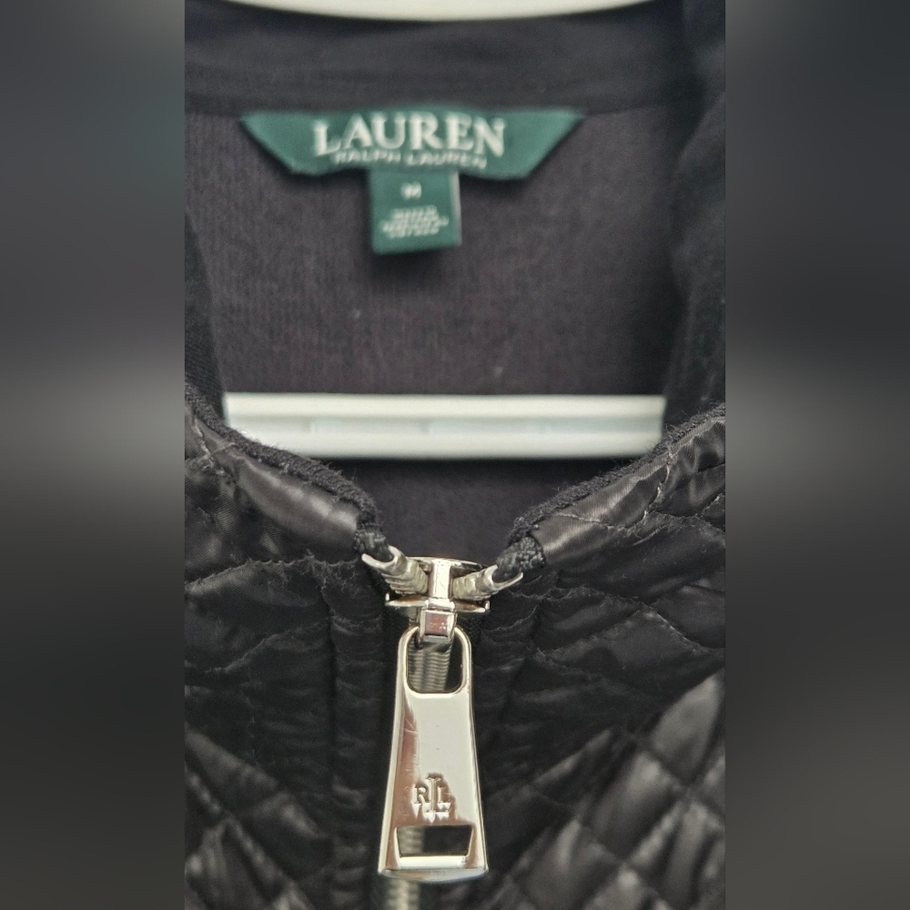 Ralph Lauren Womens Sz M Black Quilted Vest Full Zip Pocket - Picture 4 of 11